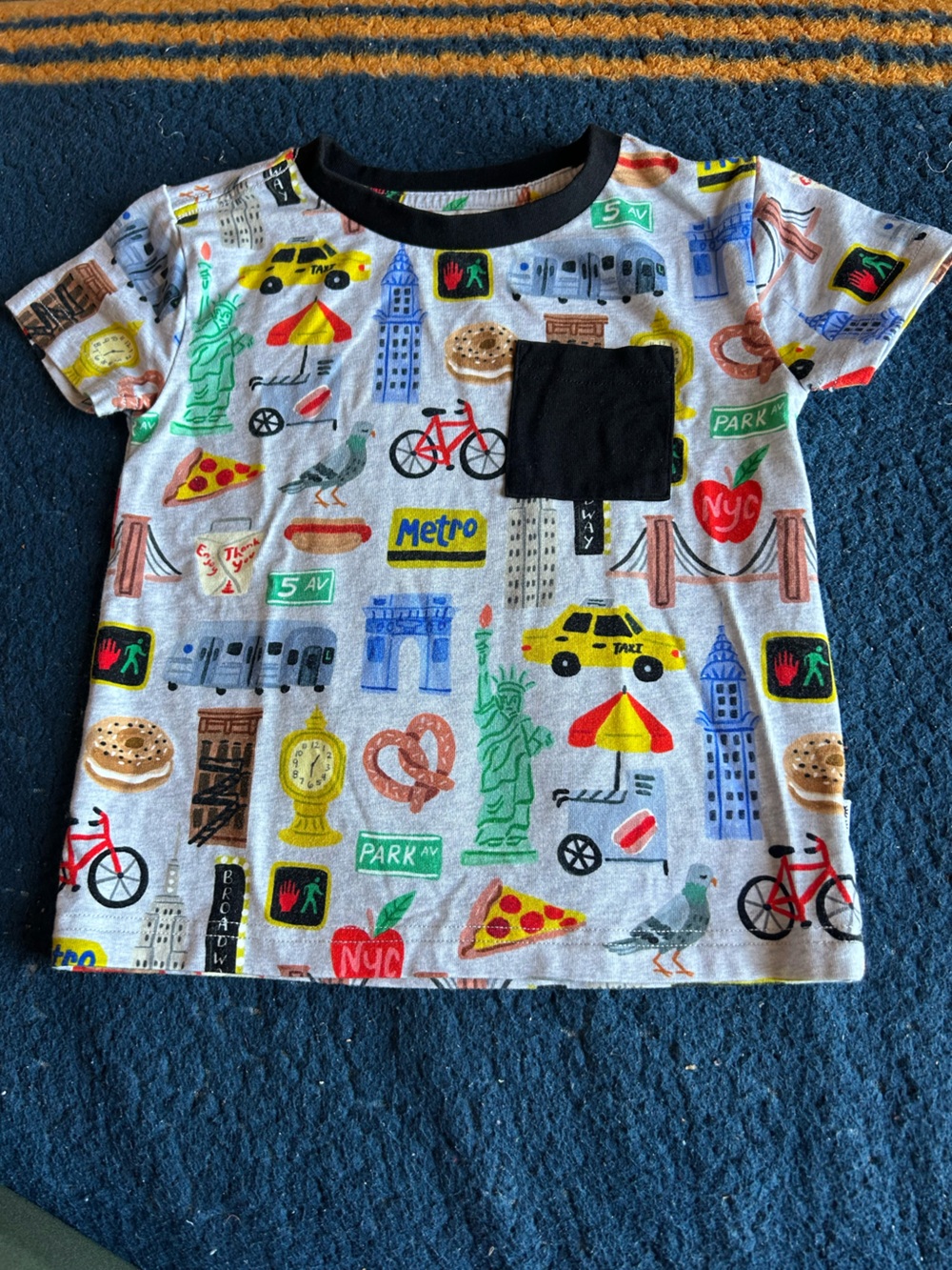 Little Sleepies Gray Short-Sleeve NYC Print Tee with Black Pocket